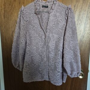 SHEIN Mauve Lace Floral Blouse - Medium
